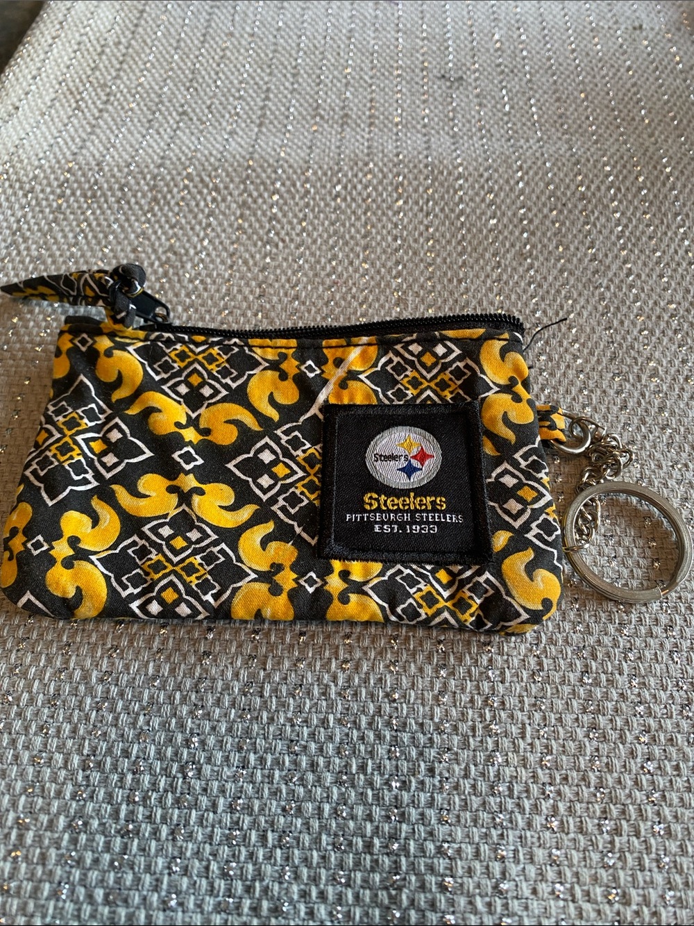 Makeup Forever Pittsburgh Steelers Yellow and Black Keyring Pouch
